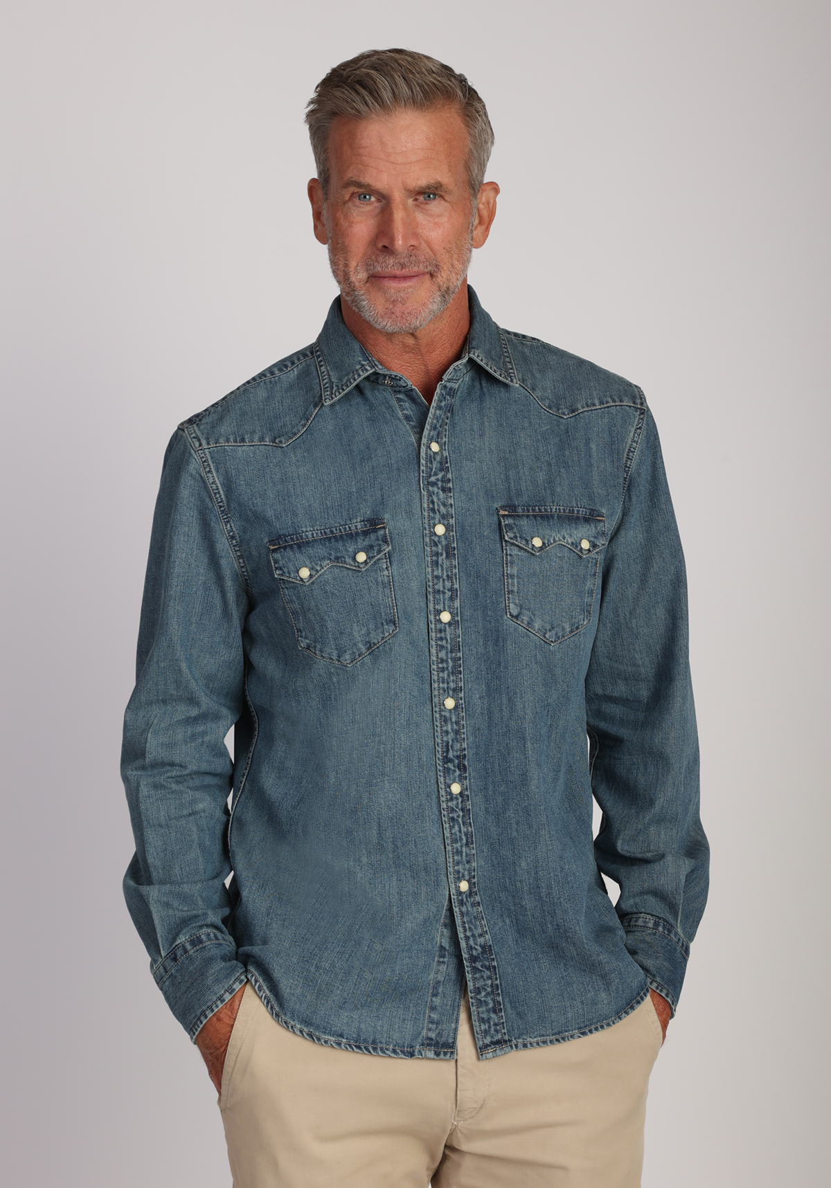 Roadhouse Ringspun Indigo Western Shirt