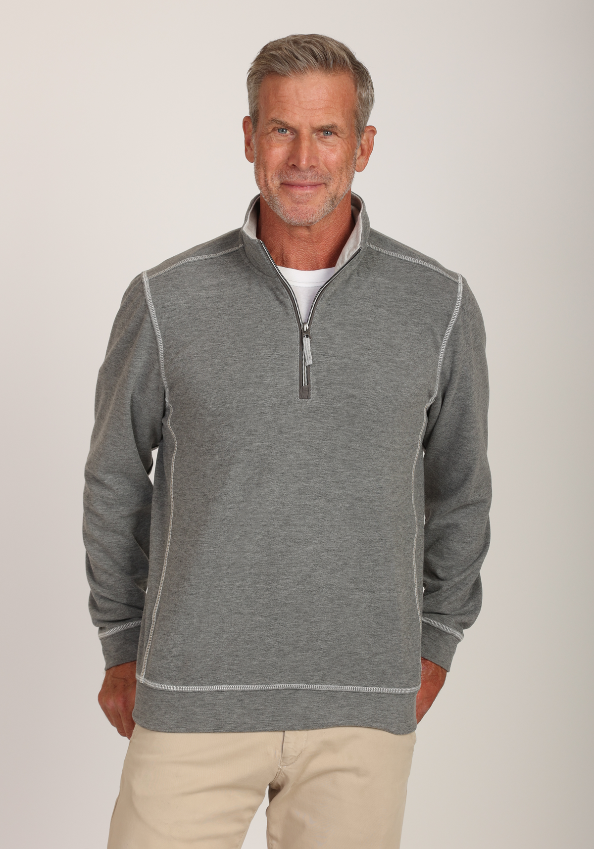 Veste BYLT Elite Fairway Pull Pour Homme - Gris, Taille L - 1/4 Zip, Performance Golf (occasion)
