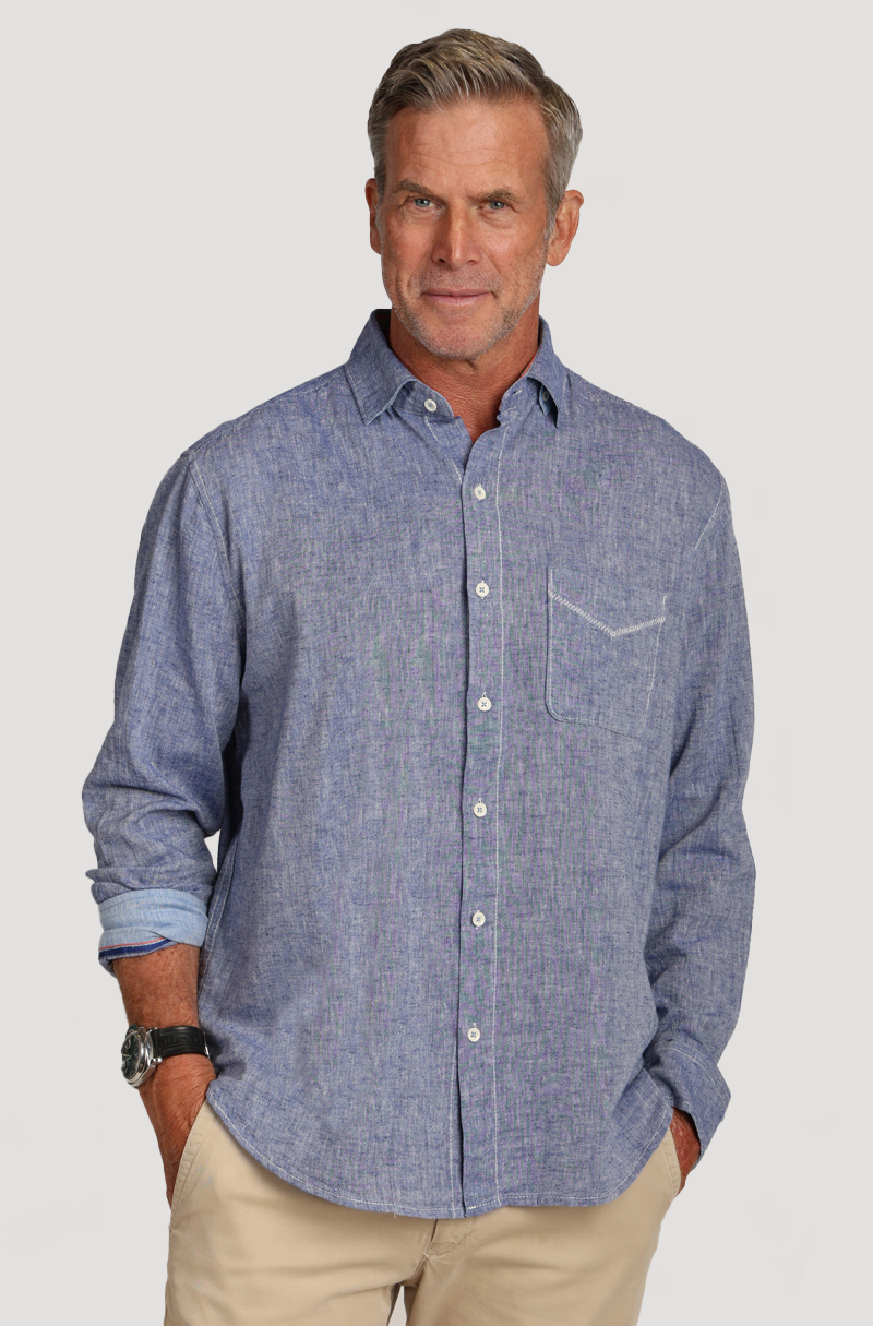 Washed Melange Linen L/S Shirt