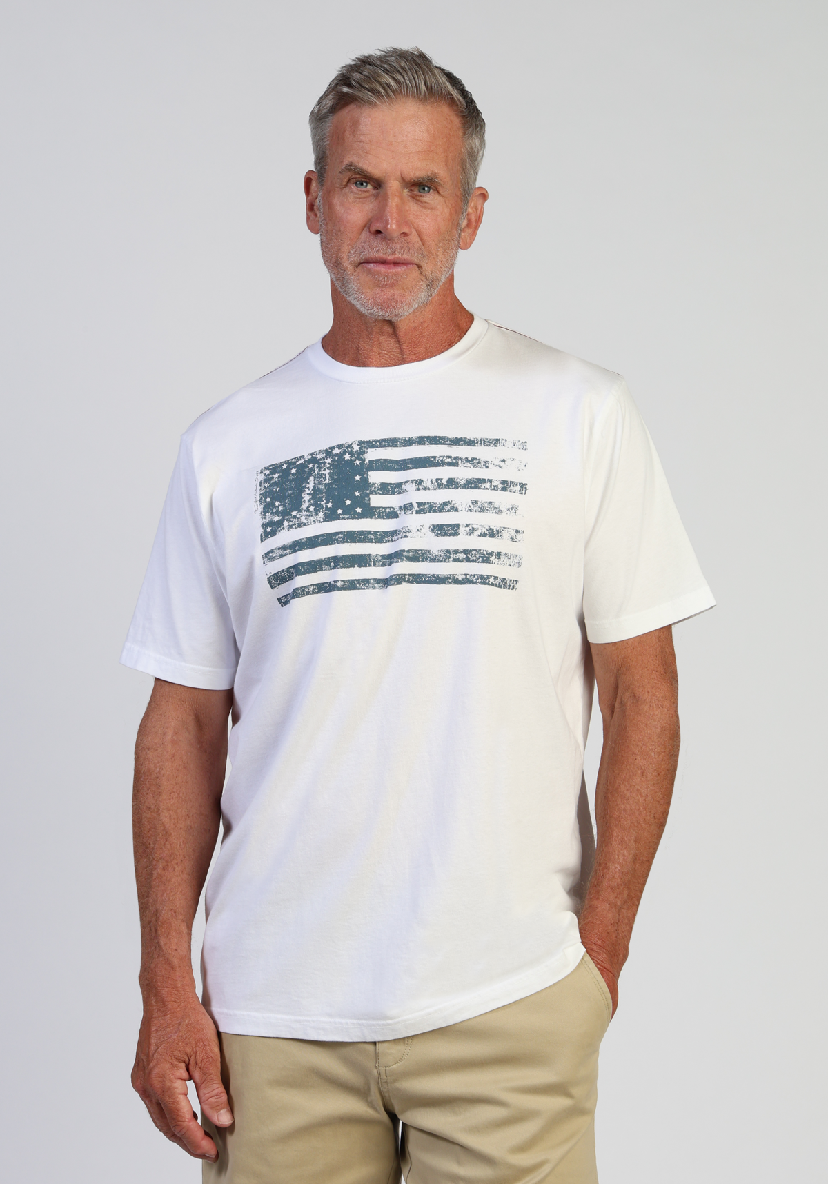 Vintage Combed Cotton Flag Print Tee