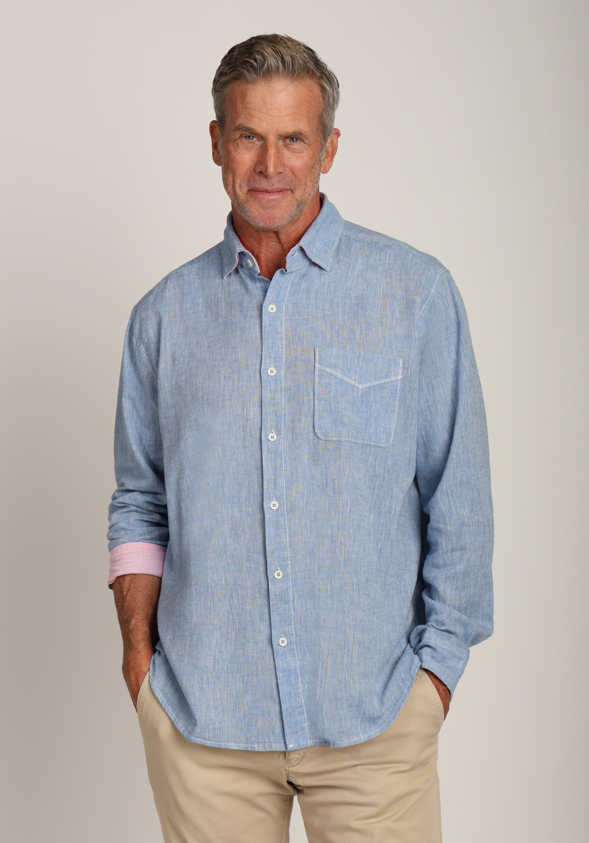 Washed Melange Linen L/S Shirt