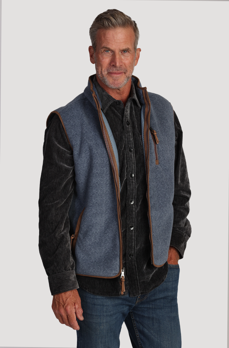 Herringbone Fleece Zip Vest
