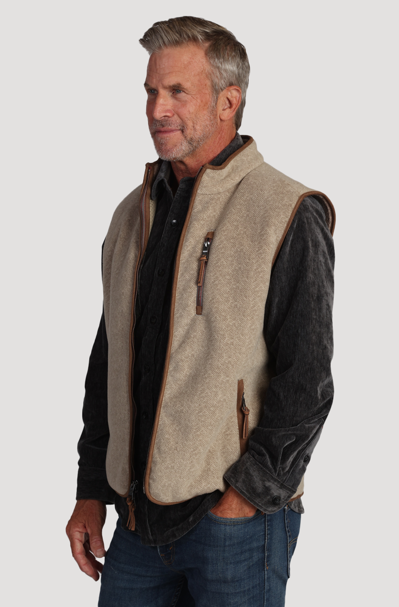 Herringbone Fleece Zip Vest