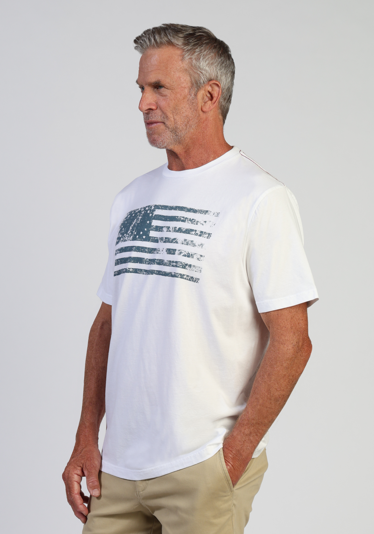 Vintage Combed Cotton Flag Print Tee