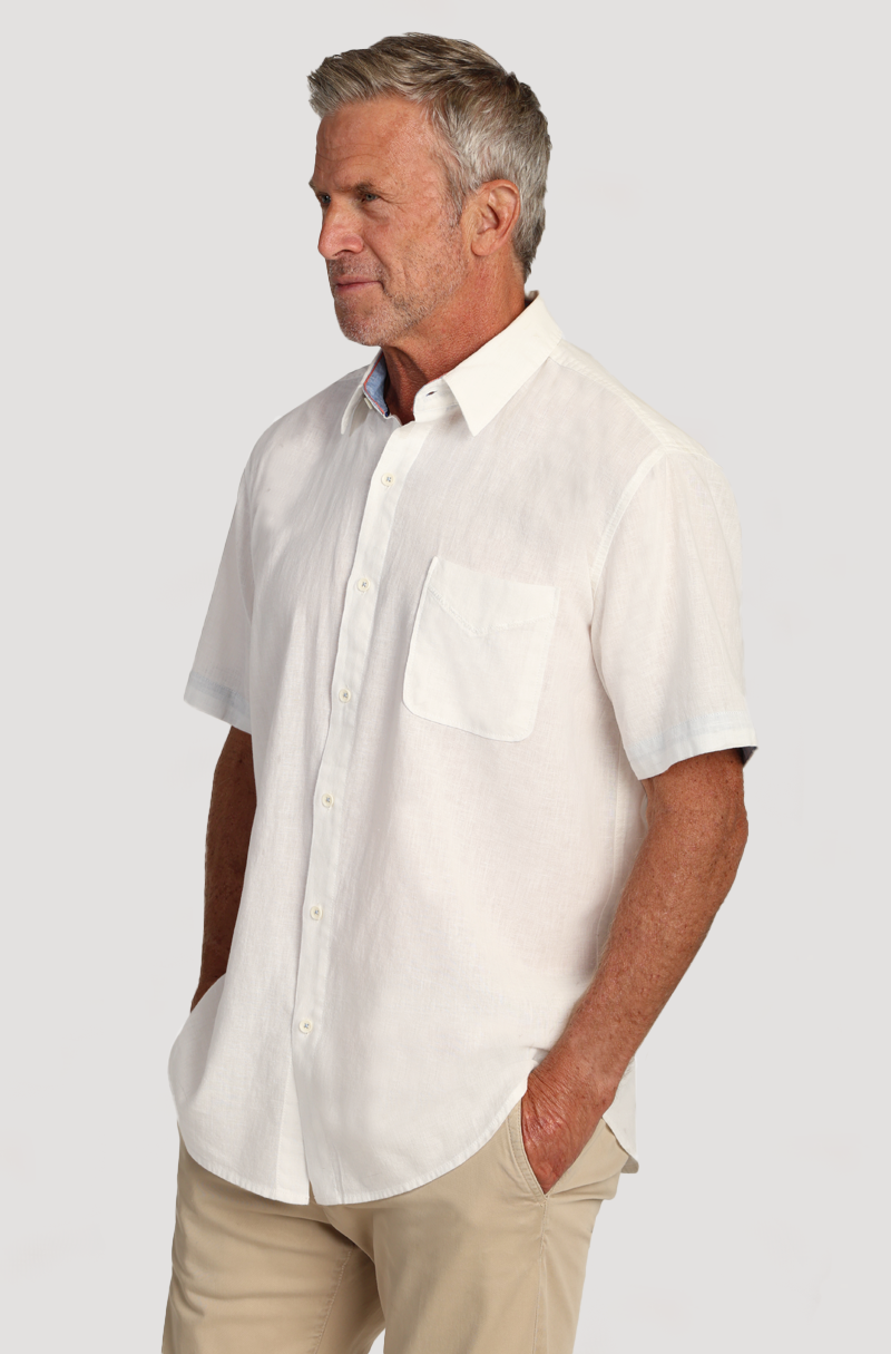 Washed Melange Linen Solid Shirt