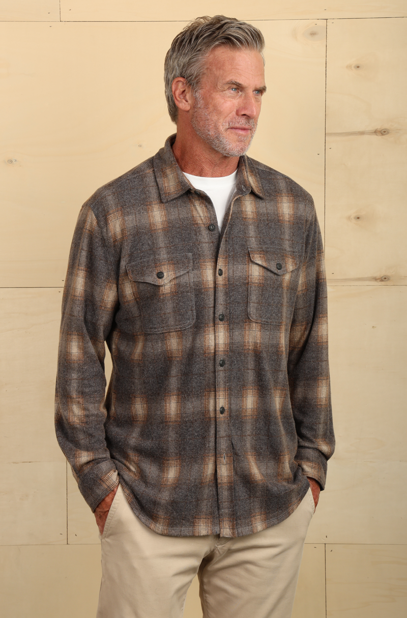 Yellowstone Mojave Plaid Sweater-Knit Shirt