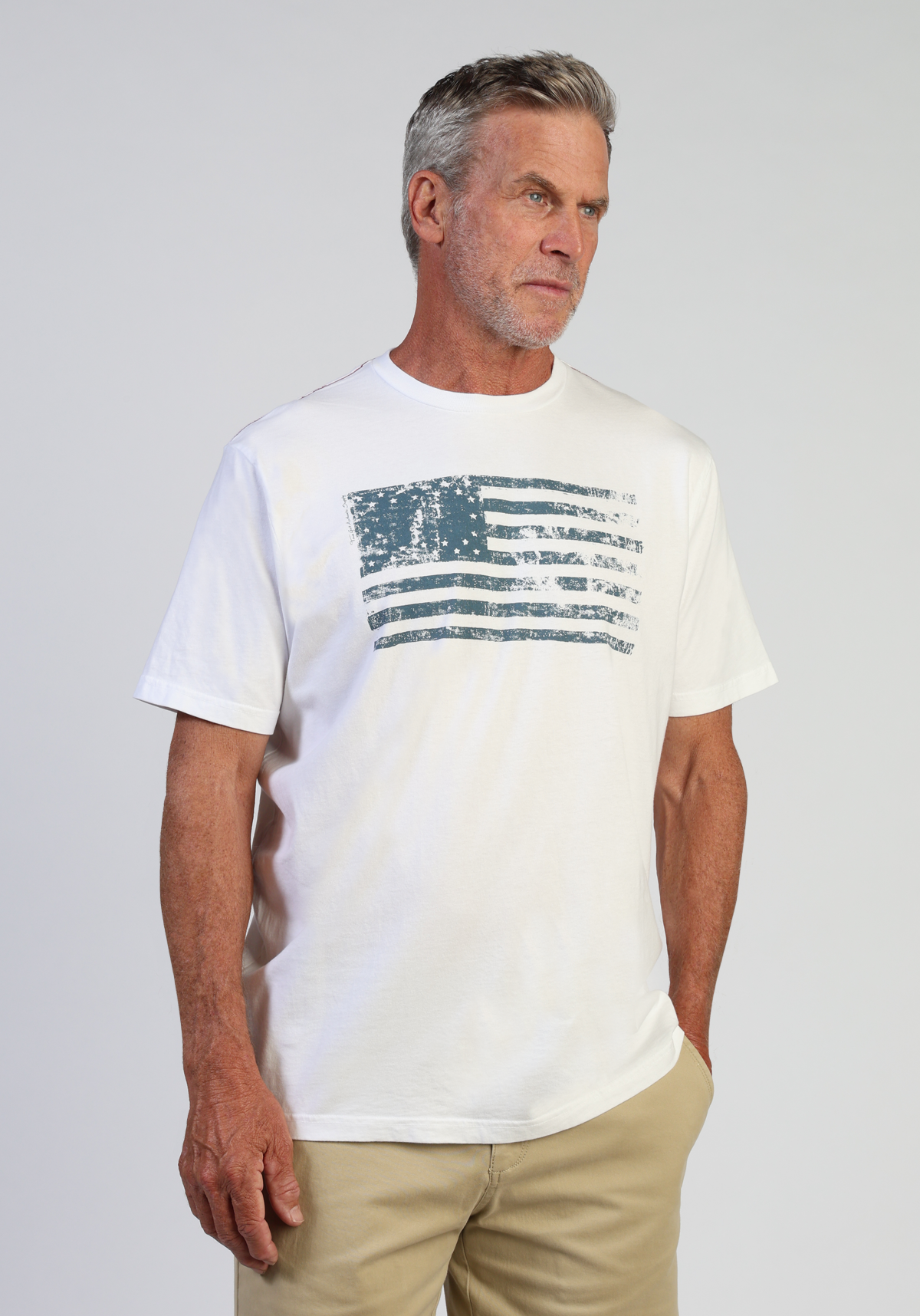 Vintage Combed Cotton Flag Print Tee