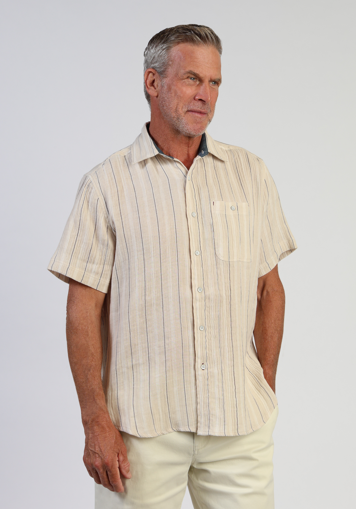 Hampton Doublecloth Cotton Stripe Shirt