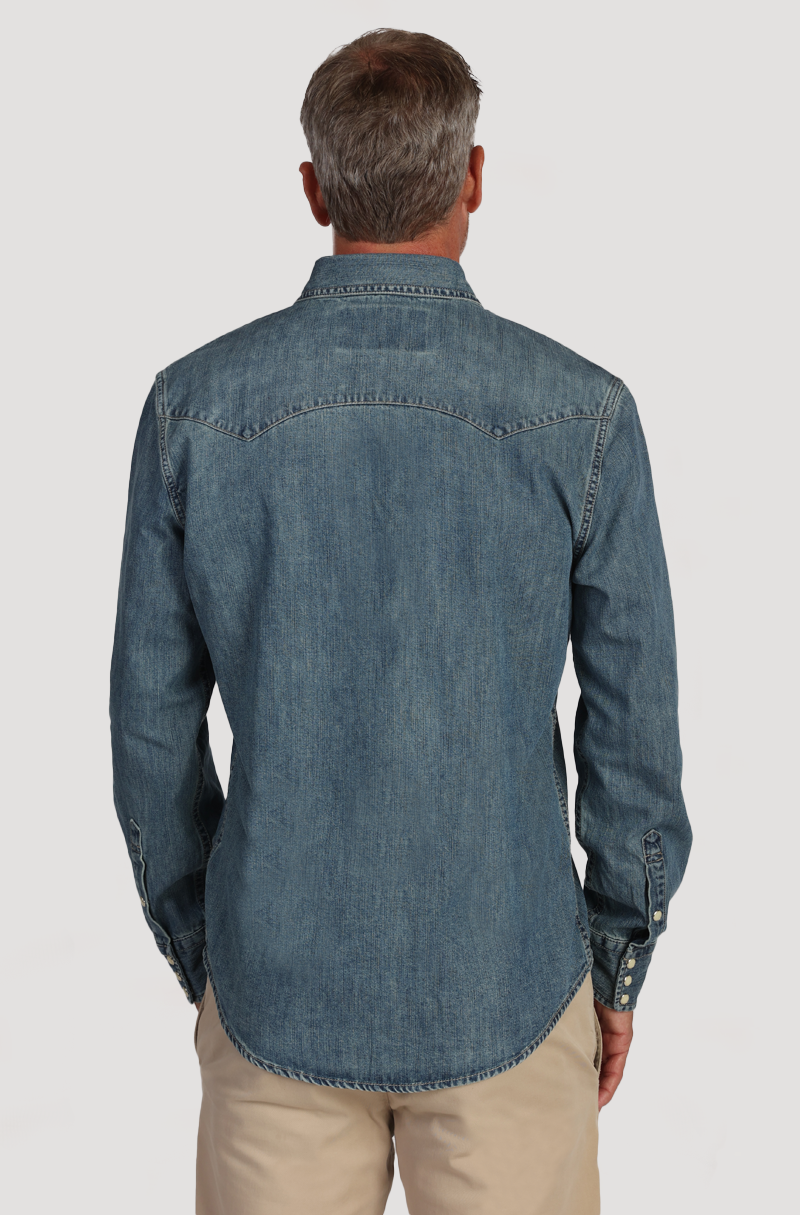 Roadhouse Ringspun Indigo Western Shirt