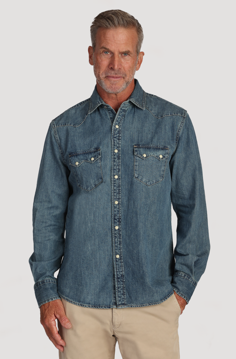 Roadhouse Ringspun Indigo Western Shirt