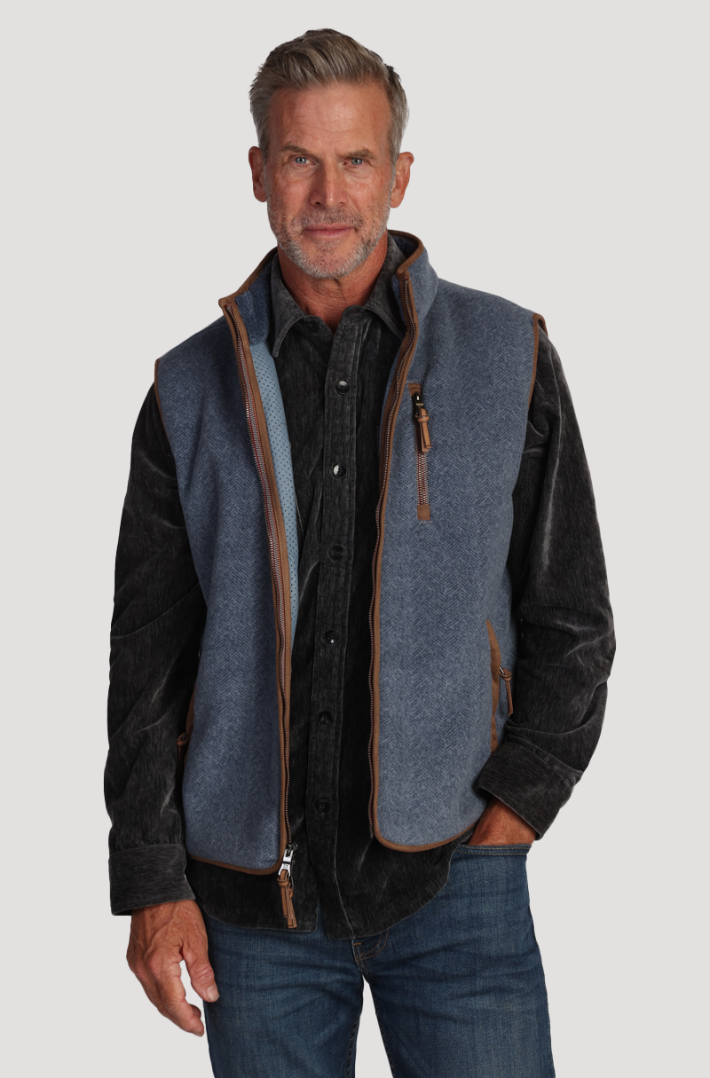 Herringbone Fleece Zip Vest