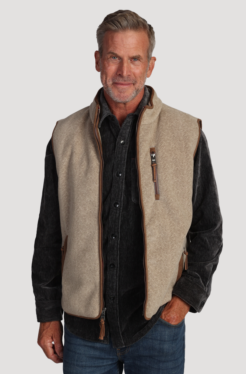 Herringbone Fleece Zip Vest