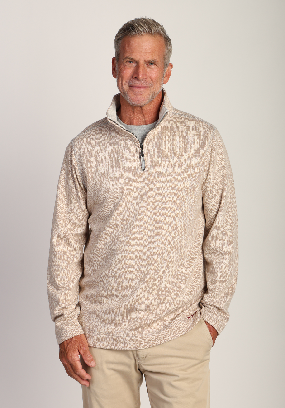 Herringbone Knit fleece 1/4 Zip Pullover