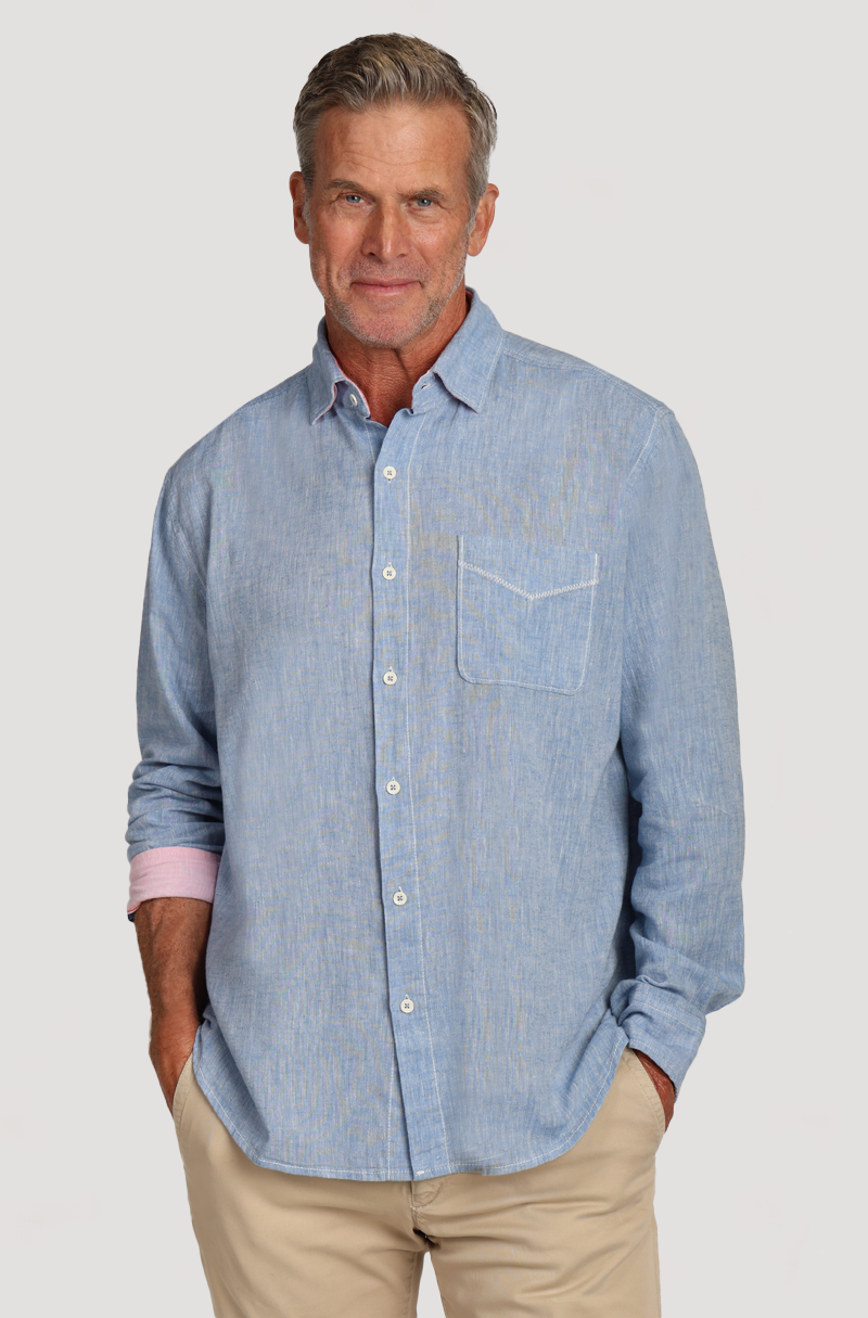 Washed Melange Linen L/S Shirt