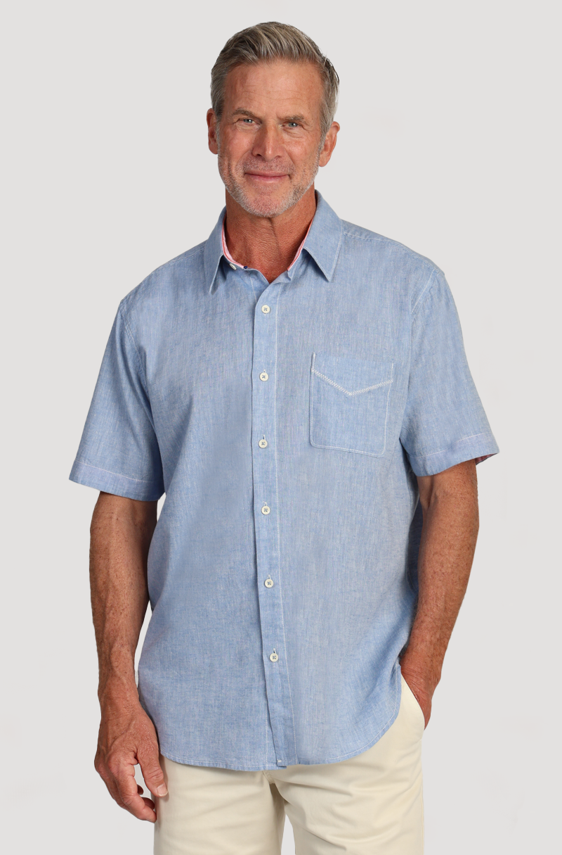 Washed Melange Linen Solid Shirt