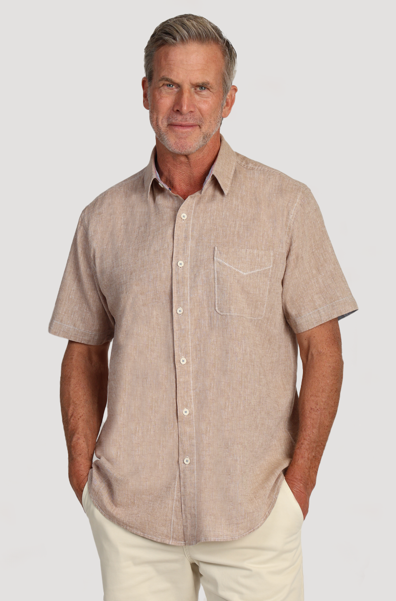 Washed Melange Linen Solid Shirt