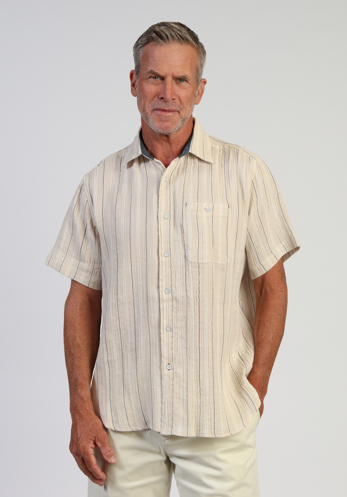Hampton Doublecloth Cotton Stripe Shirt