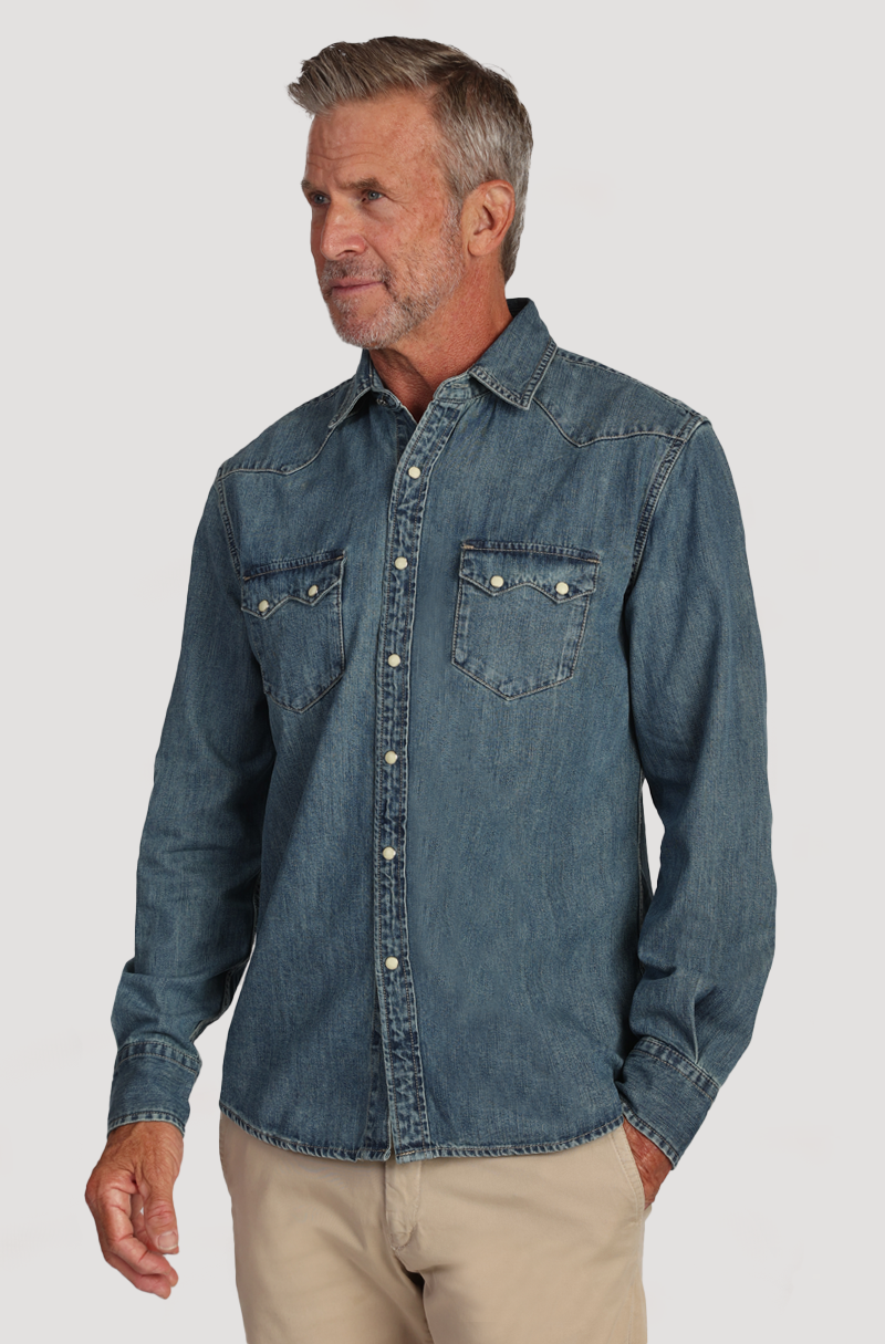 Roadhouse Ringspun Indigo Western Shirt