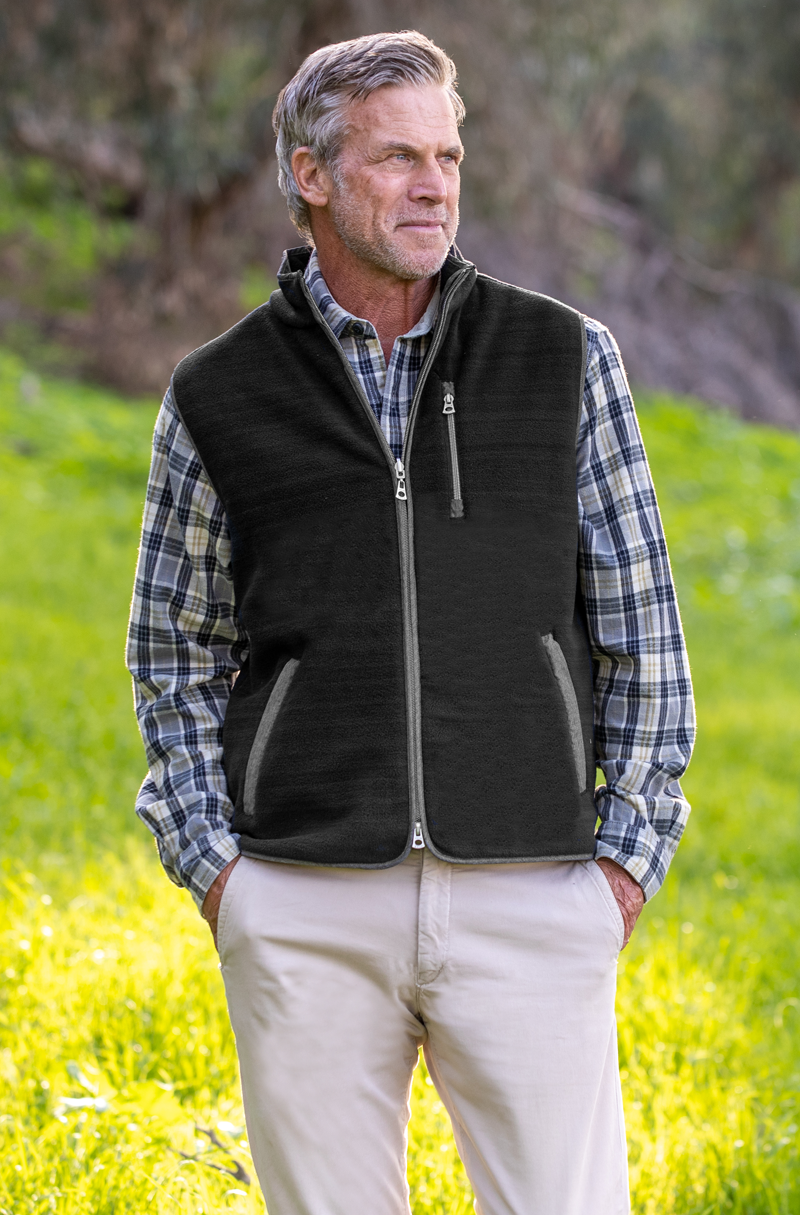 Micro Slub Shearling Fleece Zip Vest