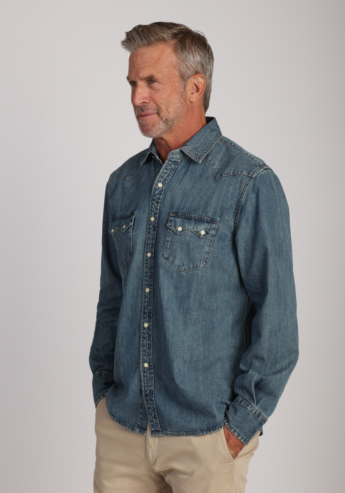 Roadhouse Ringspun Indigo Western Shirt