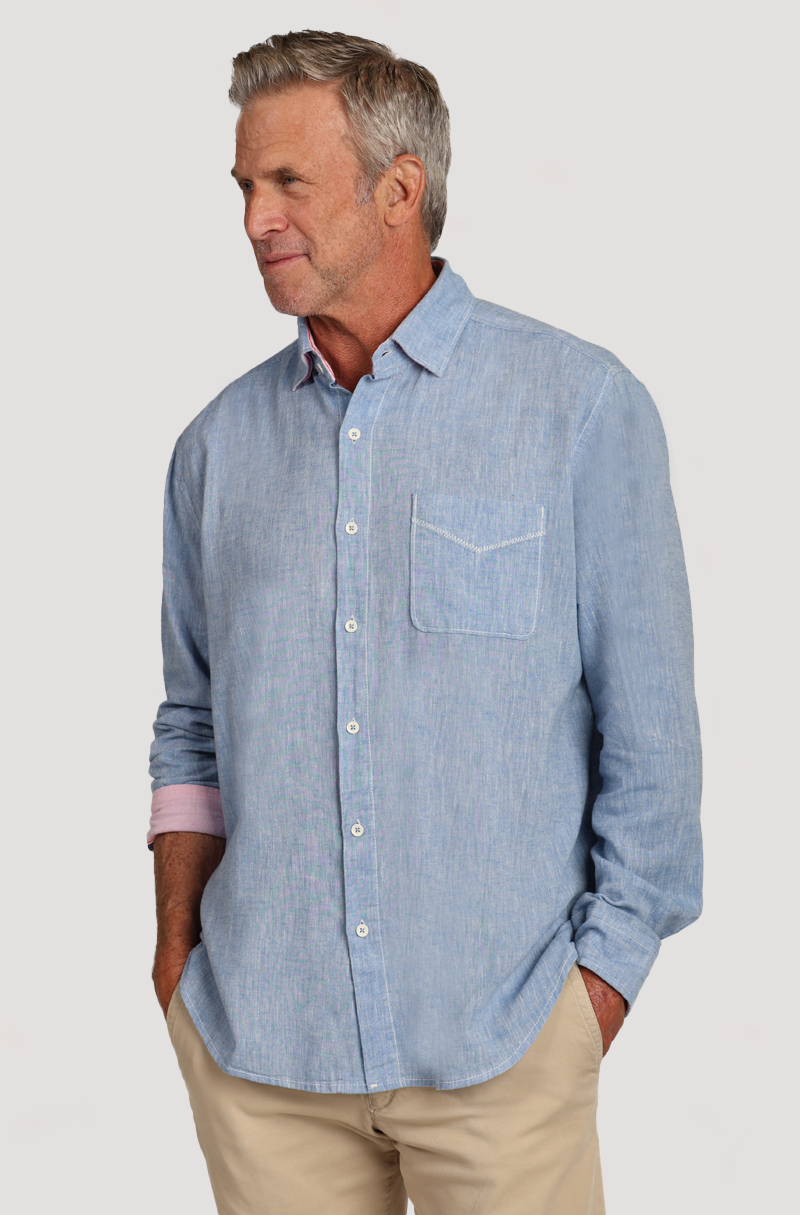 Washed Melange Linen L/S Shirt