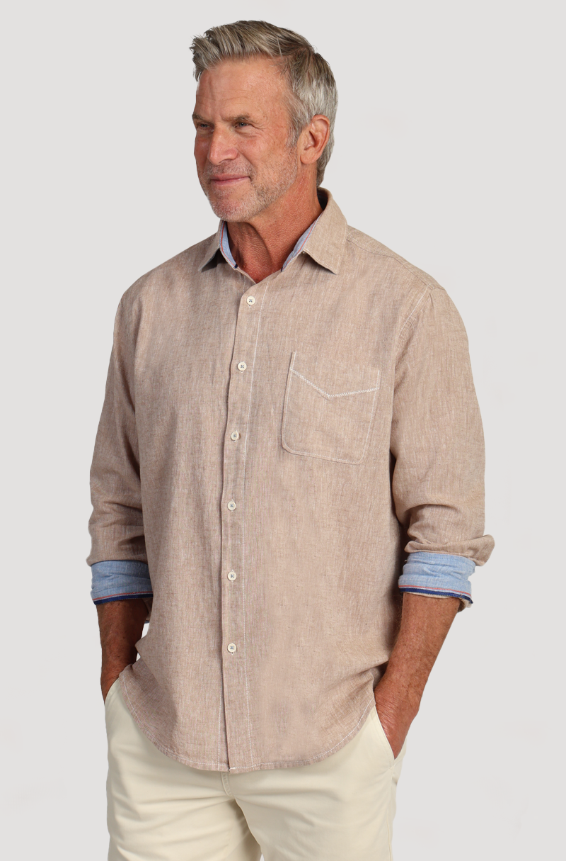 Washed Melange Linen L/S Shirt