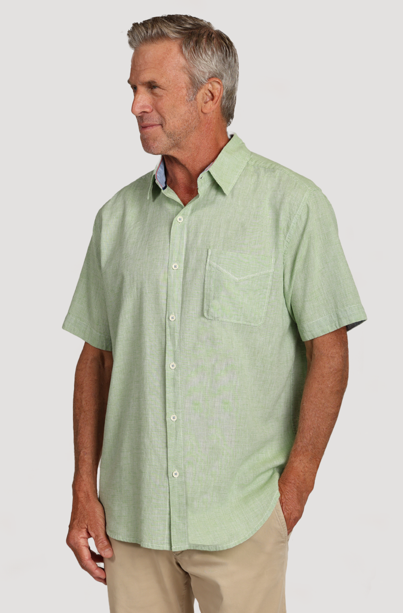 Washed Melange Linen Mini Checks Shirt