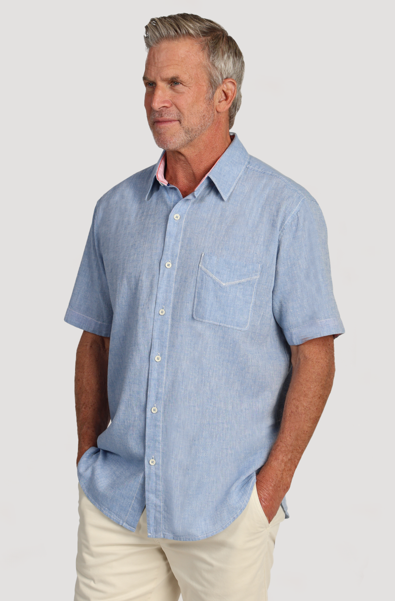 Washed Melange Linen Solid Shirt