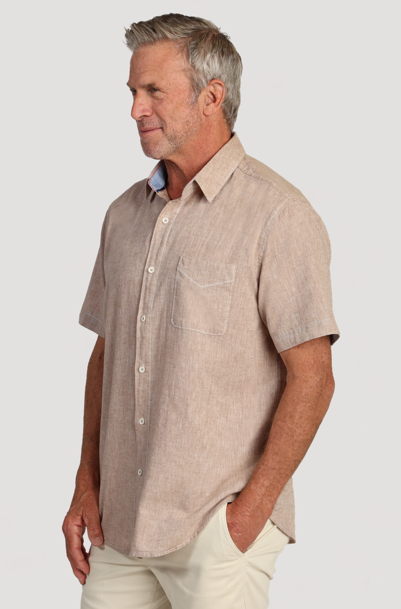 Washed Melange Linen Solid Shirt