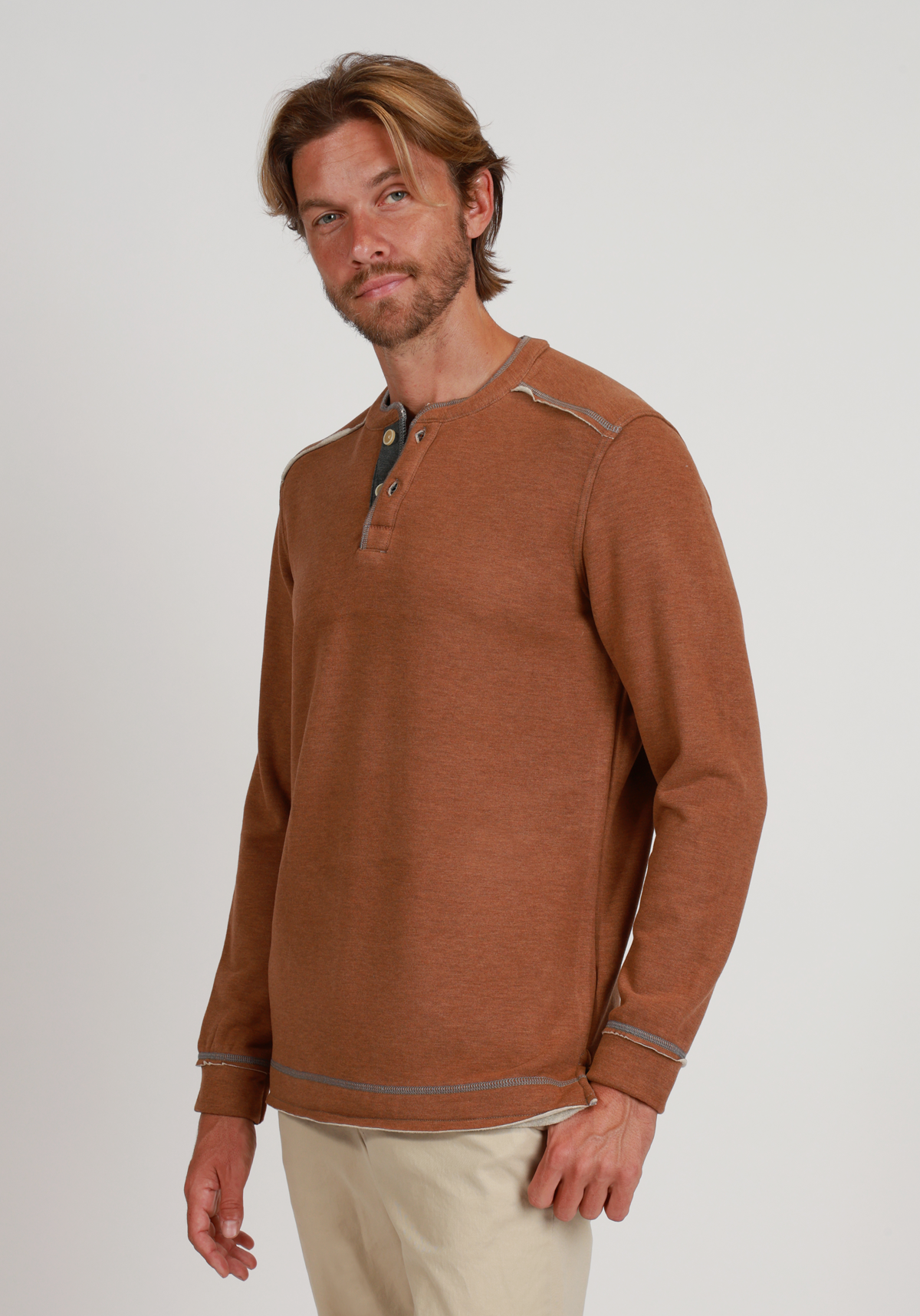 Lux Cloud Double-Sided Sweater Knit Henley