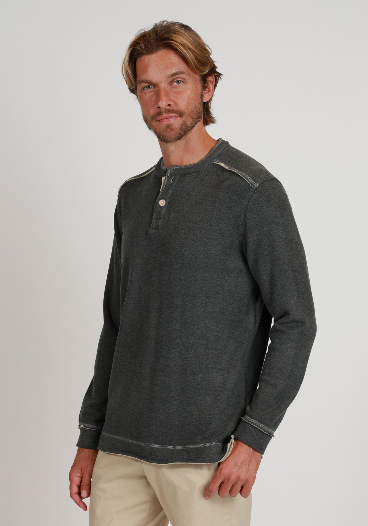 Lux Cloud Double-Sided Sweater Knit Henley