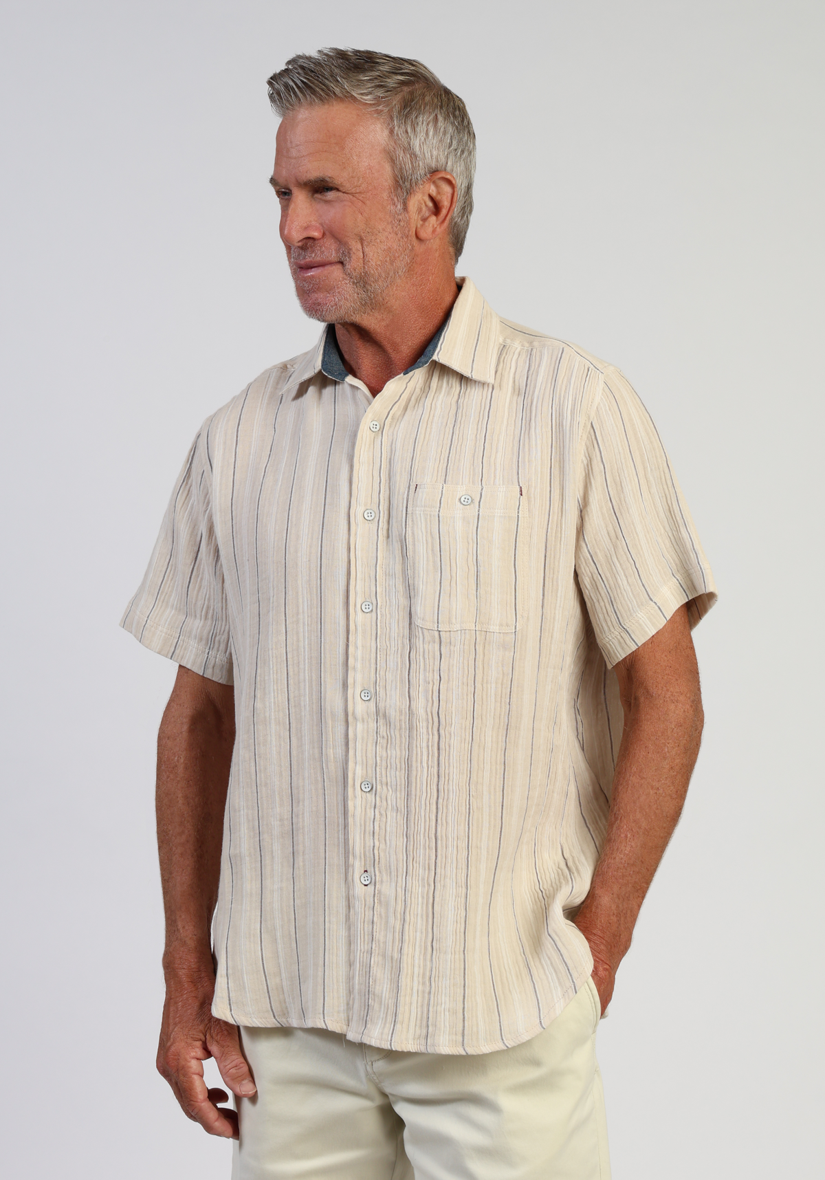Hampton Doublecloth Cotton Stripe Shirt