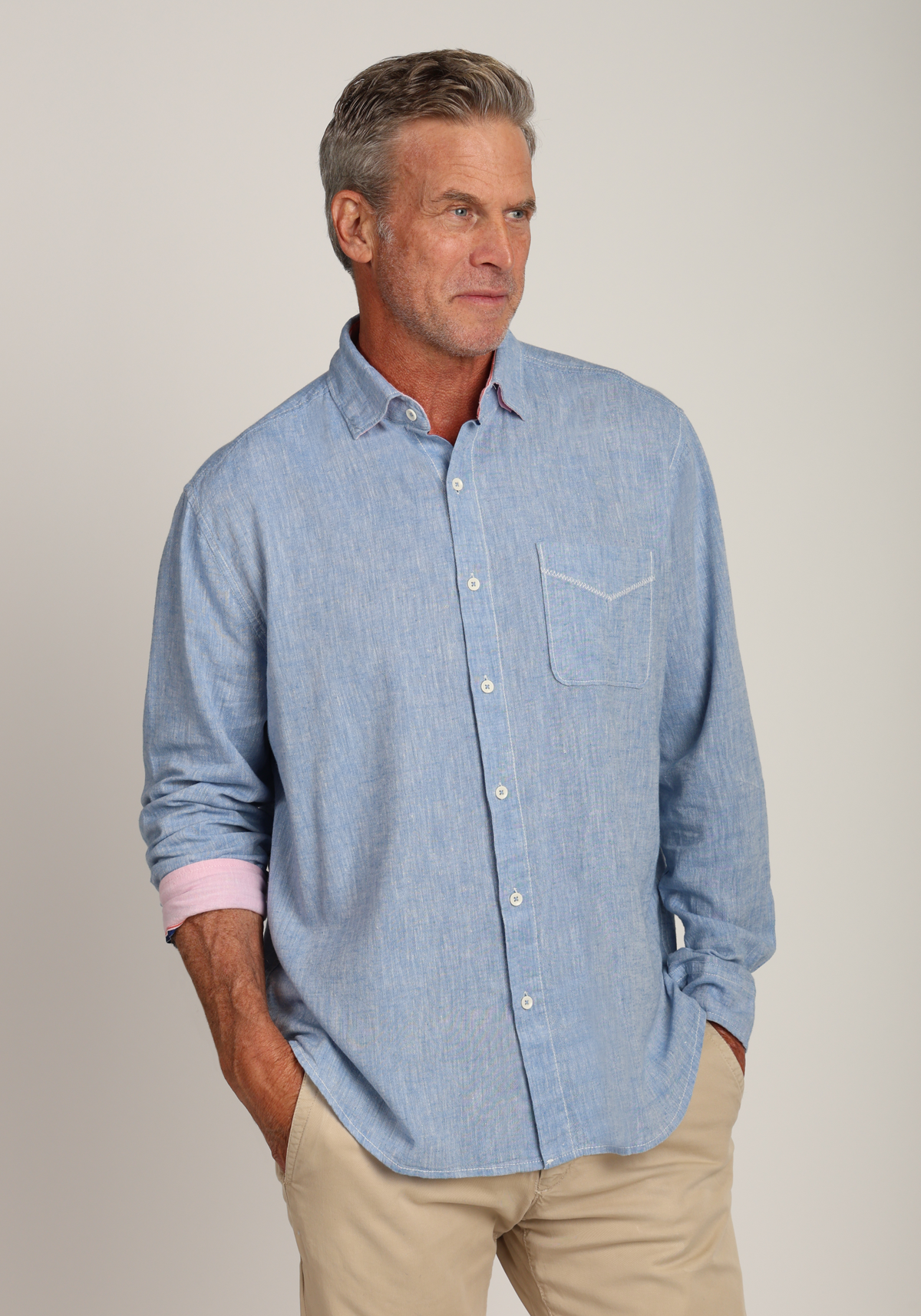 Washed Melange Linen L/S Shirt