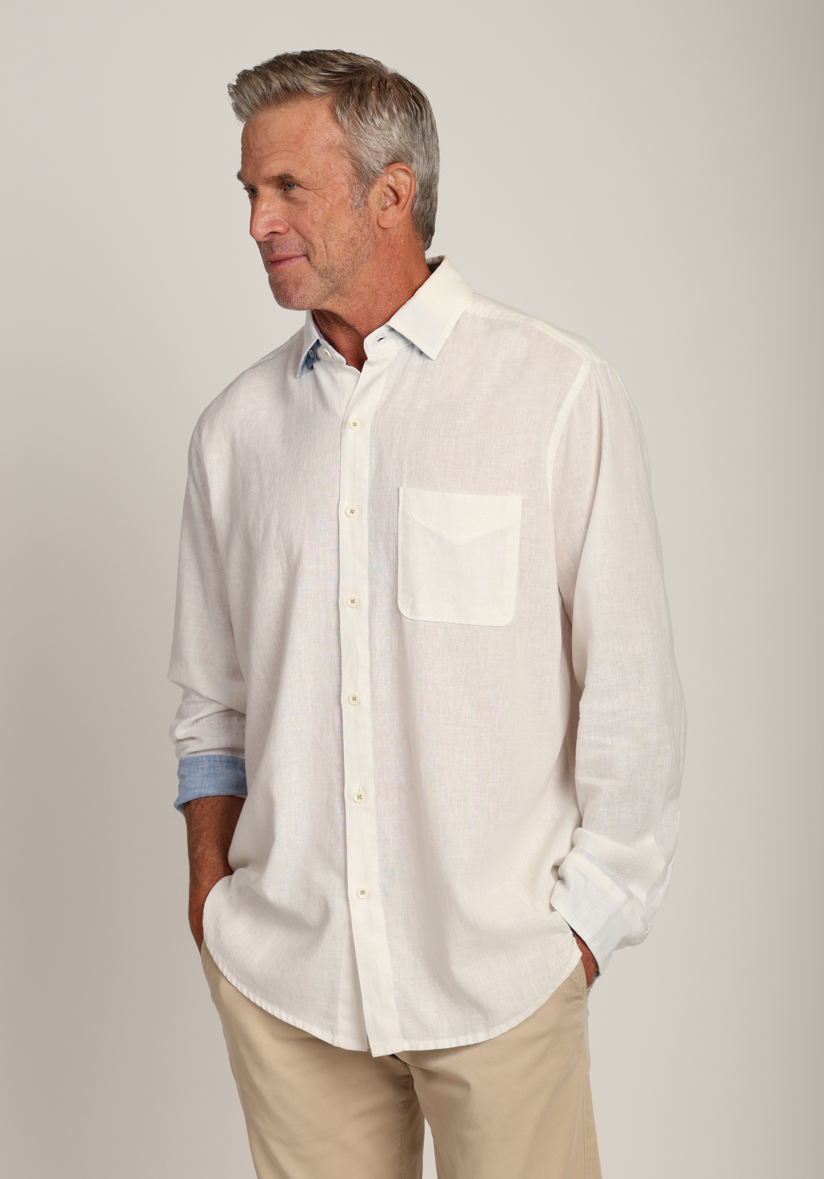 Washed Melange Linen L/S Shirt