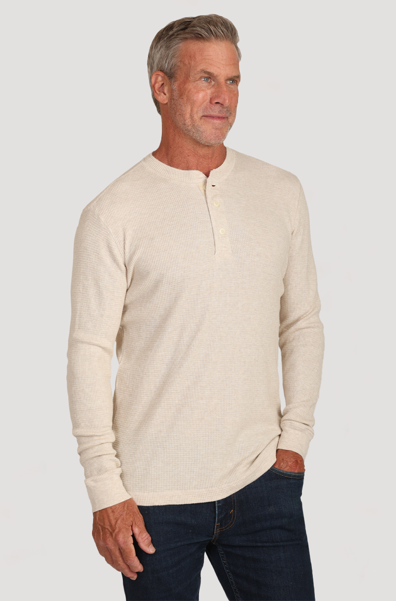 Waffle Henley w Stitch Details True Grit