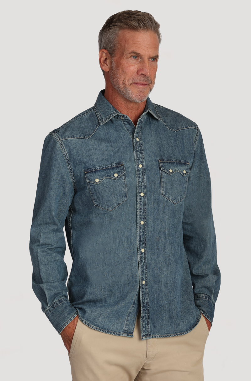 Roadhouse Ringspun Indigo Western Shirt