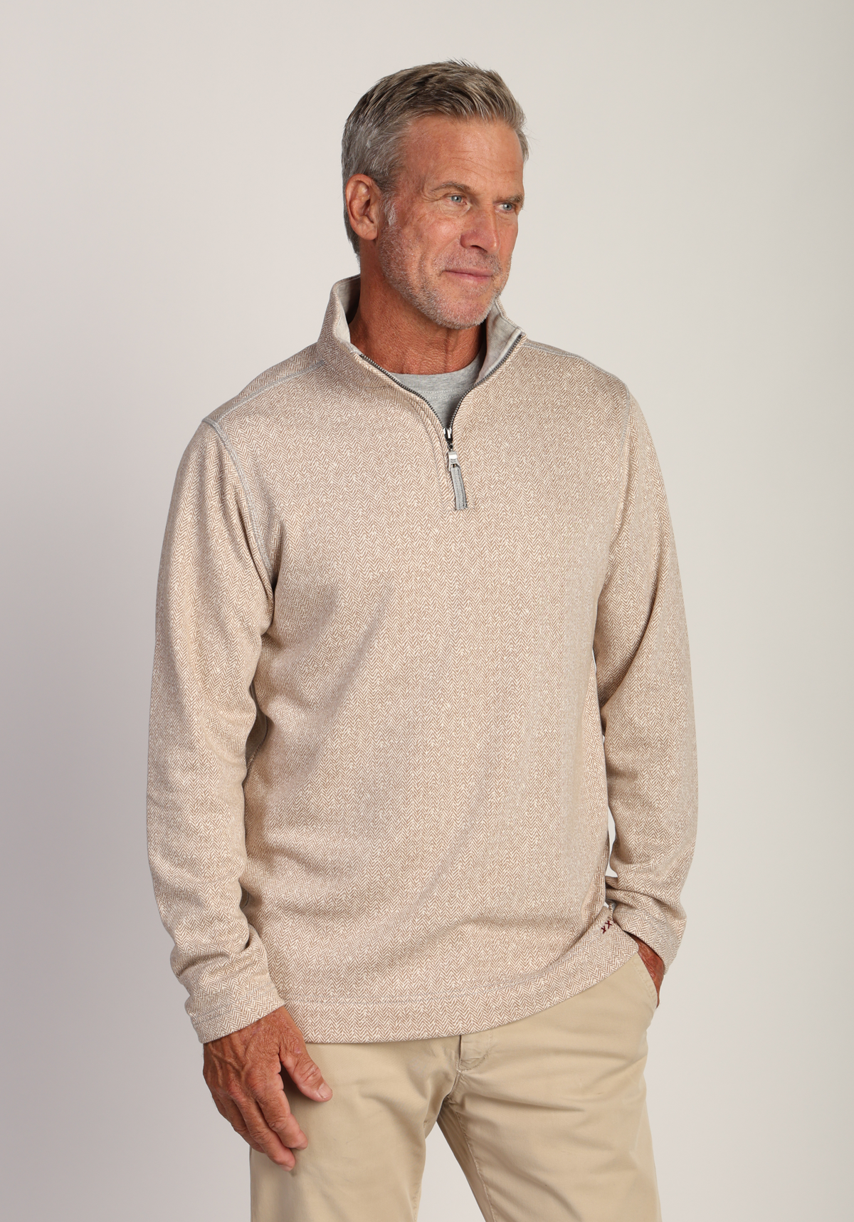 Herringbone Knit fleece 1/4 Zip Pullover