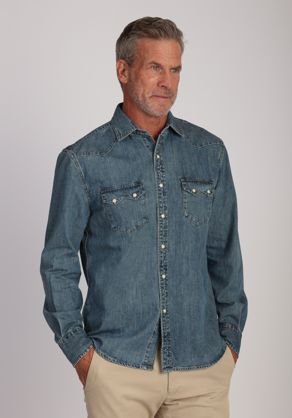 Roadhouse Ringspun Indigo Western Shirt