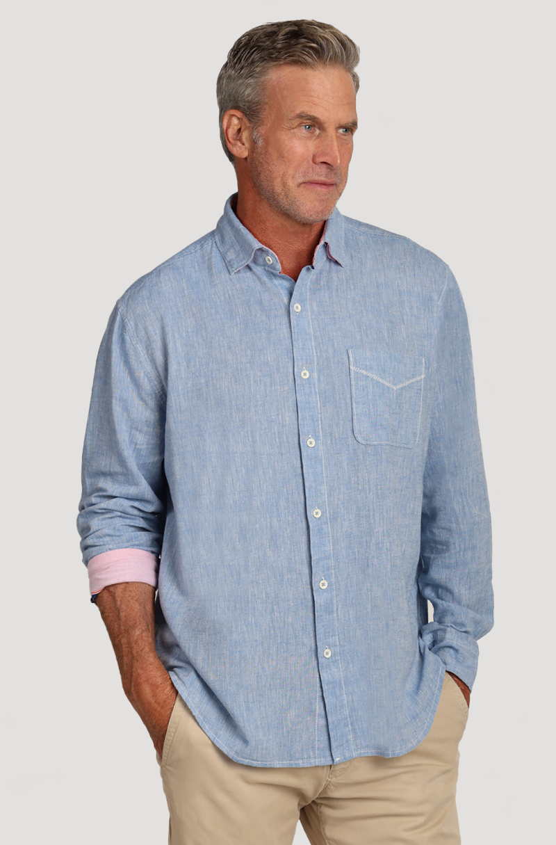 Washed Melange Linen L/S Shirt