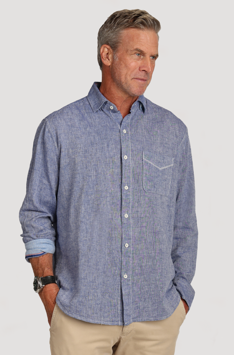 Washed Melange Linen L/S Shirt