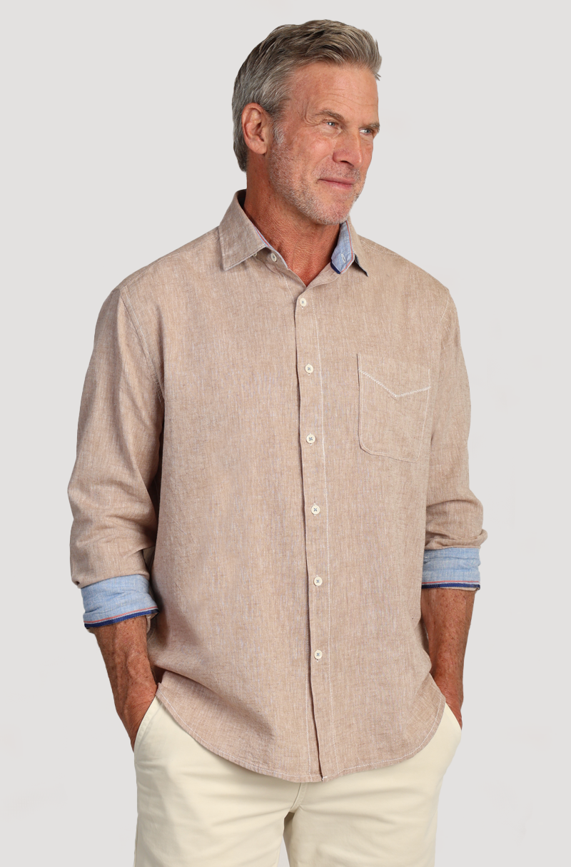 Washed Melange Linen L/S Shirt