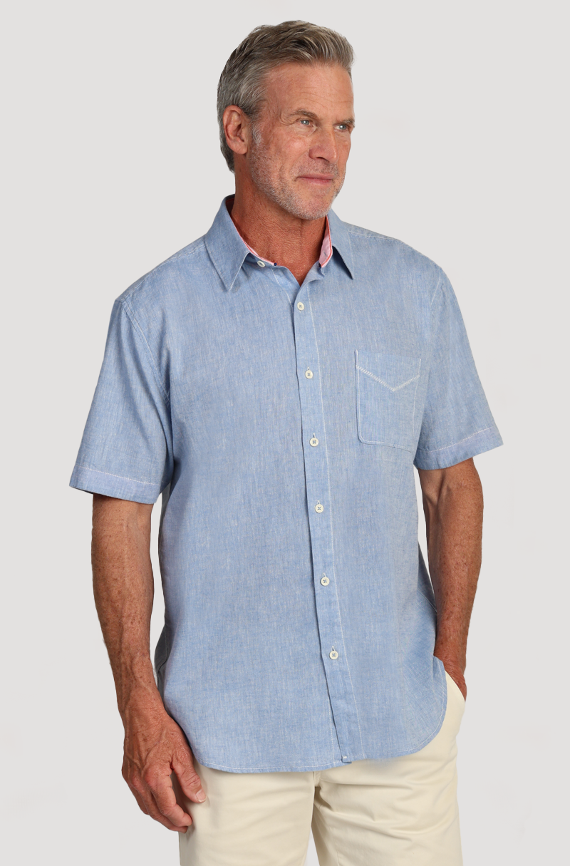 Washed Melange Linen Solid Shirt