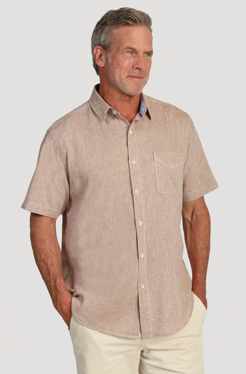 Washed Melange Linen Solid Shirt