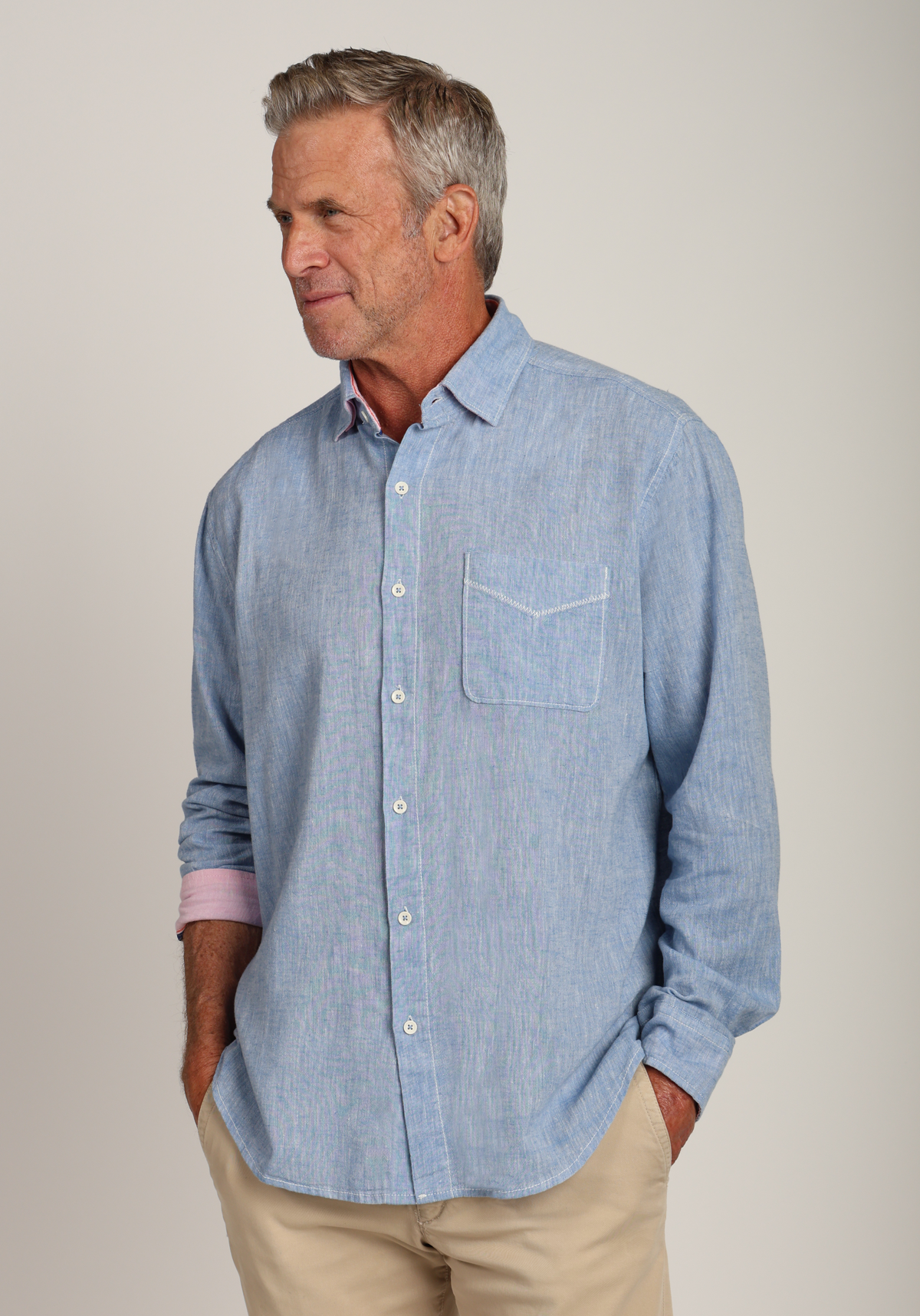 Washed Melange Linen L/S Shirt