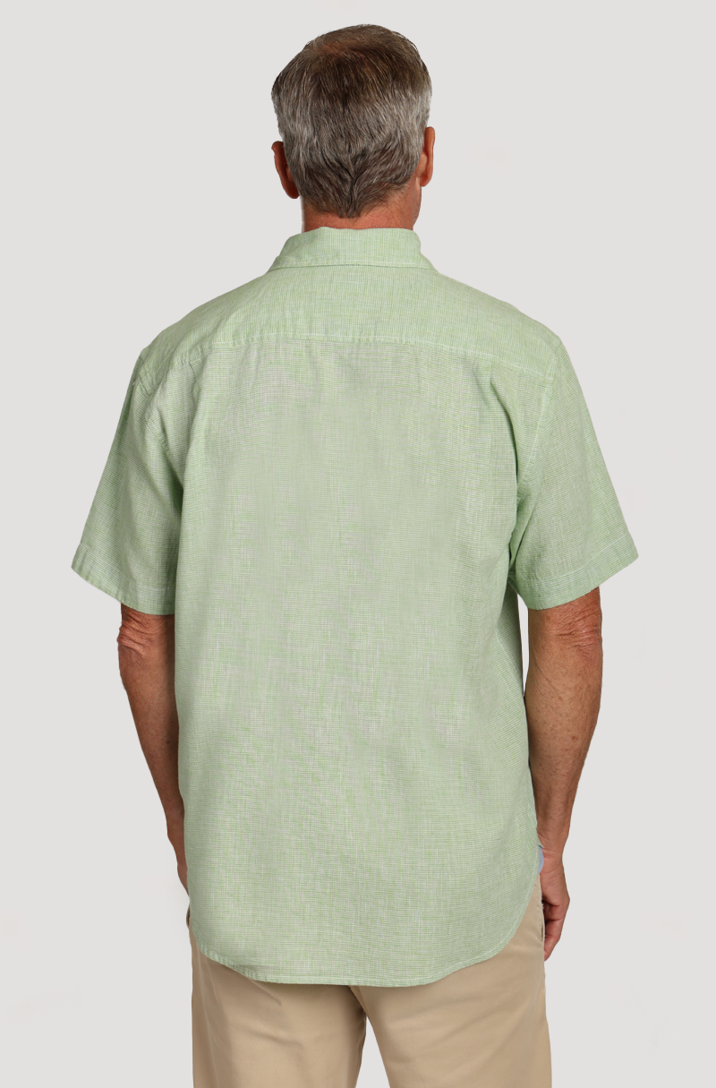 Washed Melange Linen Mini Checks Shirt