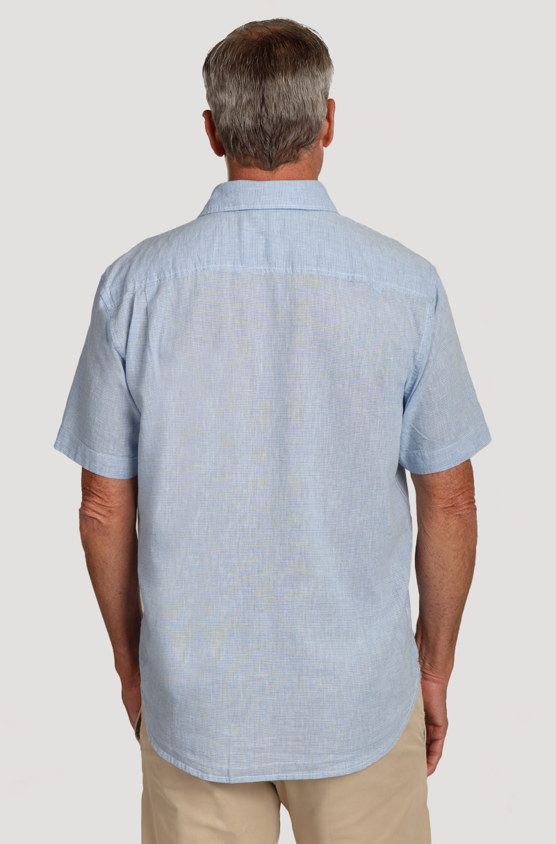 Washed Melange Linen Mini Checks Shirt