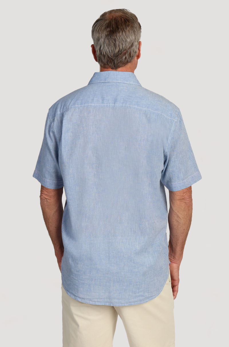 Washed Melange Linen Solid Shirt