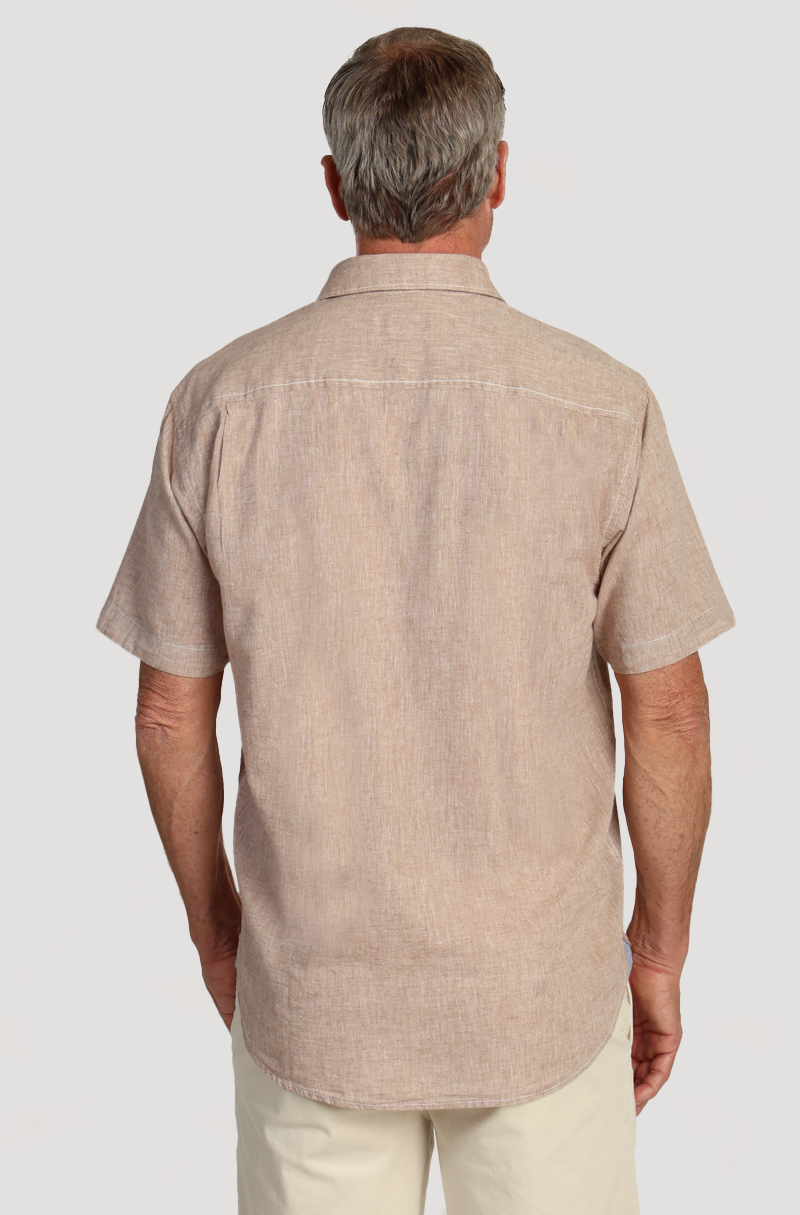Washed Melange Linen Solid Shirt