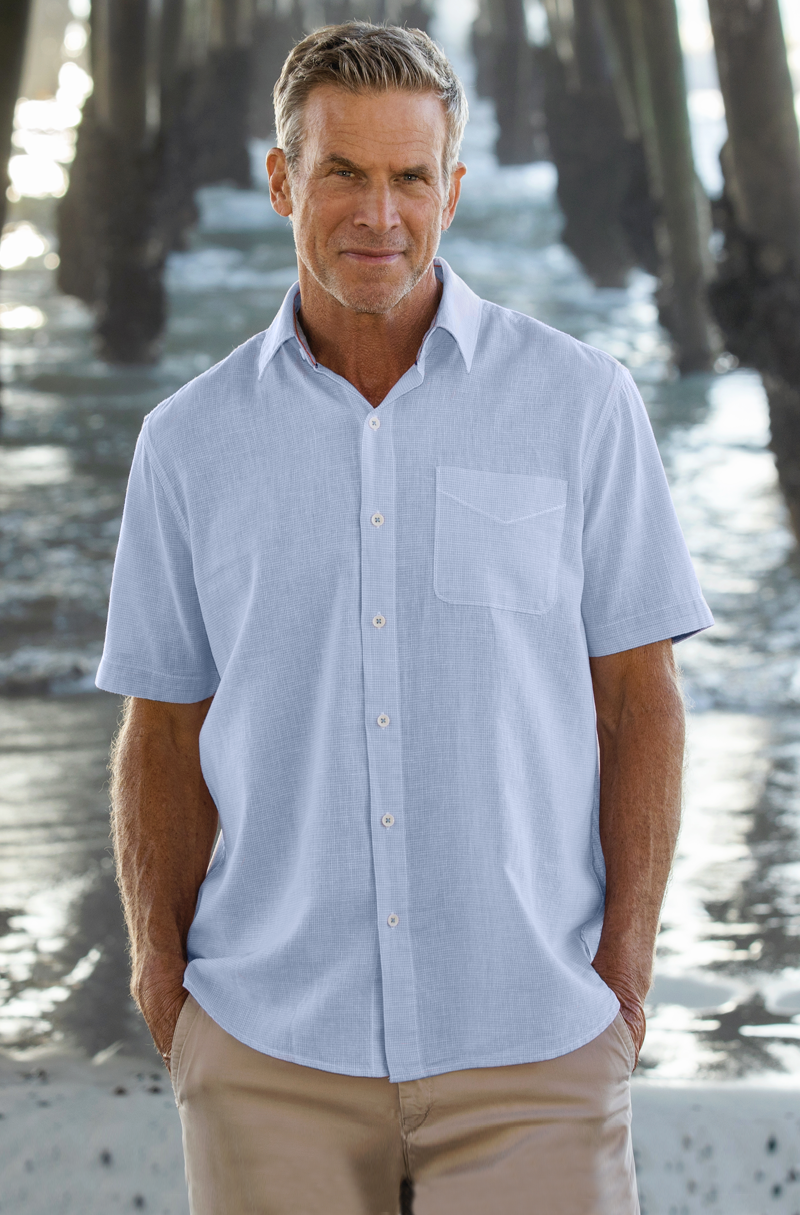 Washed Melange Linen Mini Checks Shirt