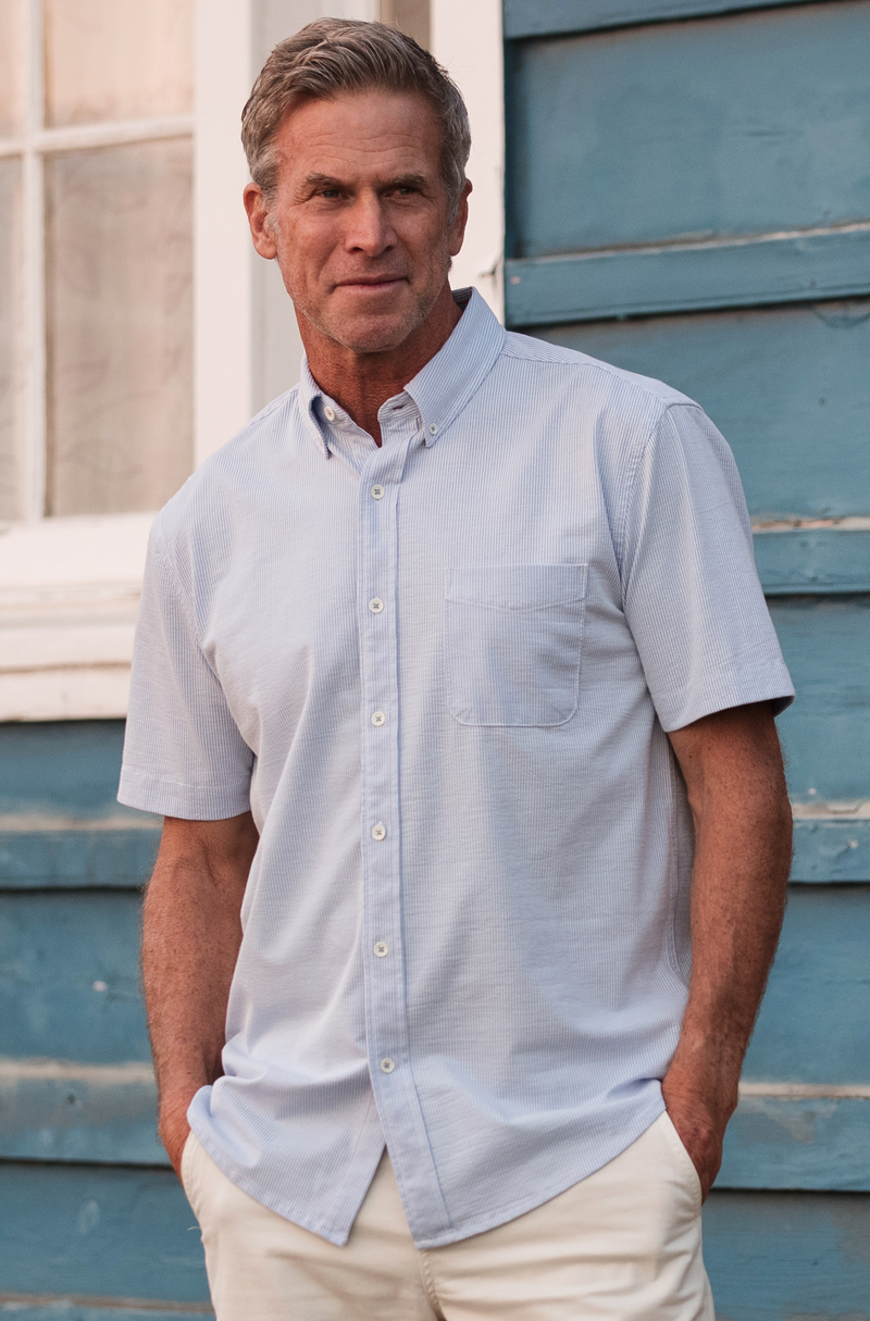 Stretch Knit Seersucker Shirt